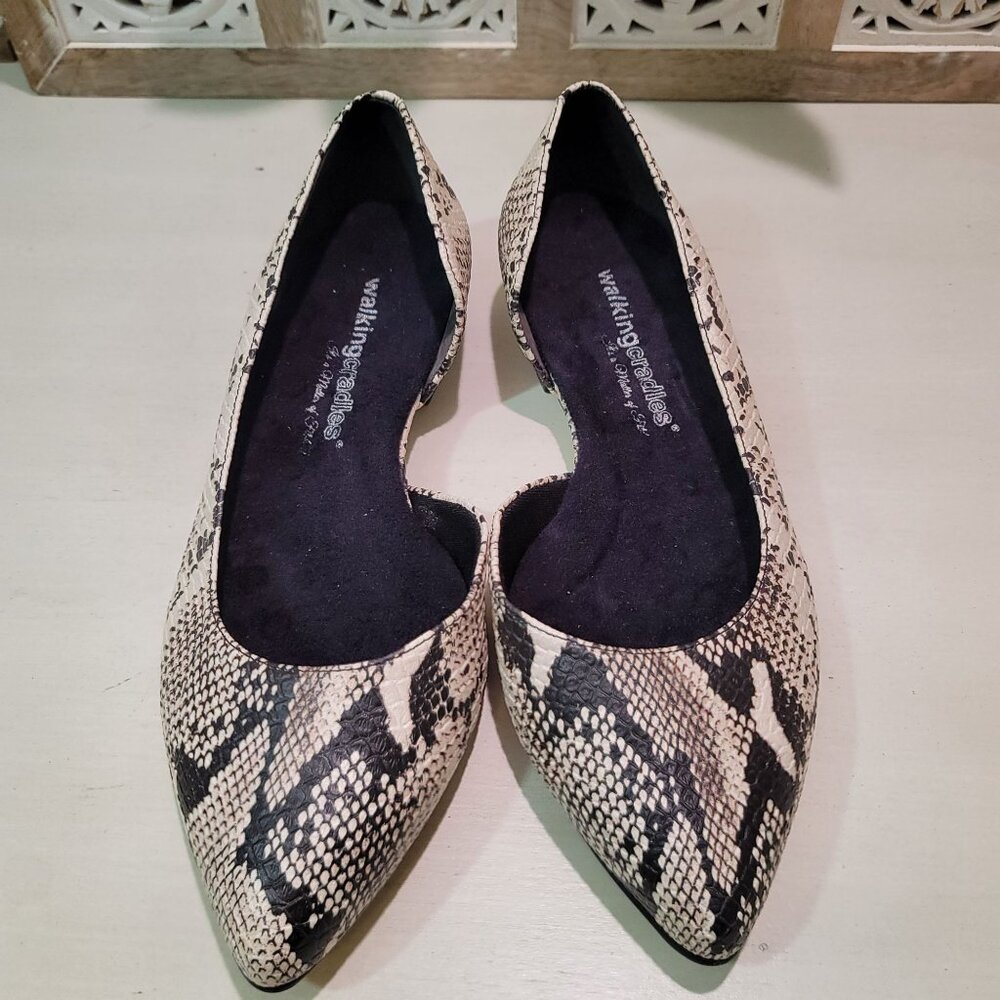 Walking Cradles Raya Snake Pointed Toe D'orsay Flats Slip on Shoes Sz 7WW Work - Picture 6 of 11
